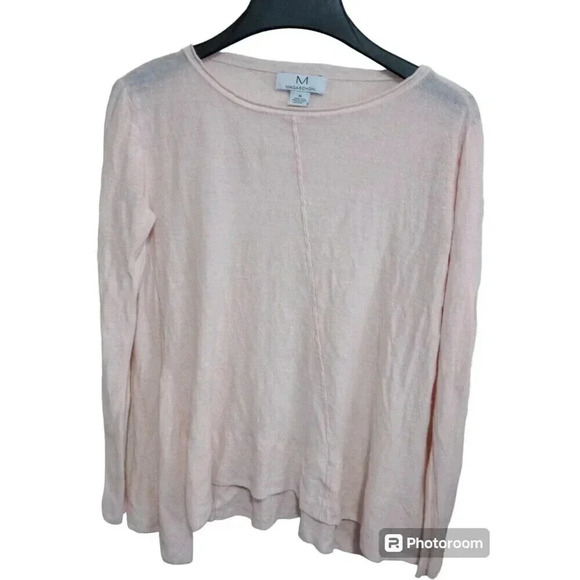 Magaschoni 100% Linen High Low Lightweight Sweater Pink Size Medium - Picture 1 of 5